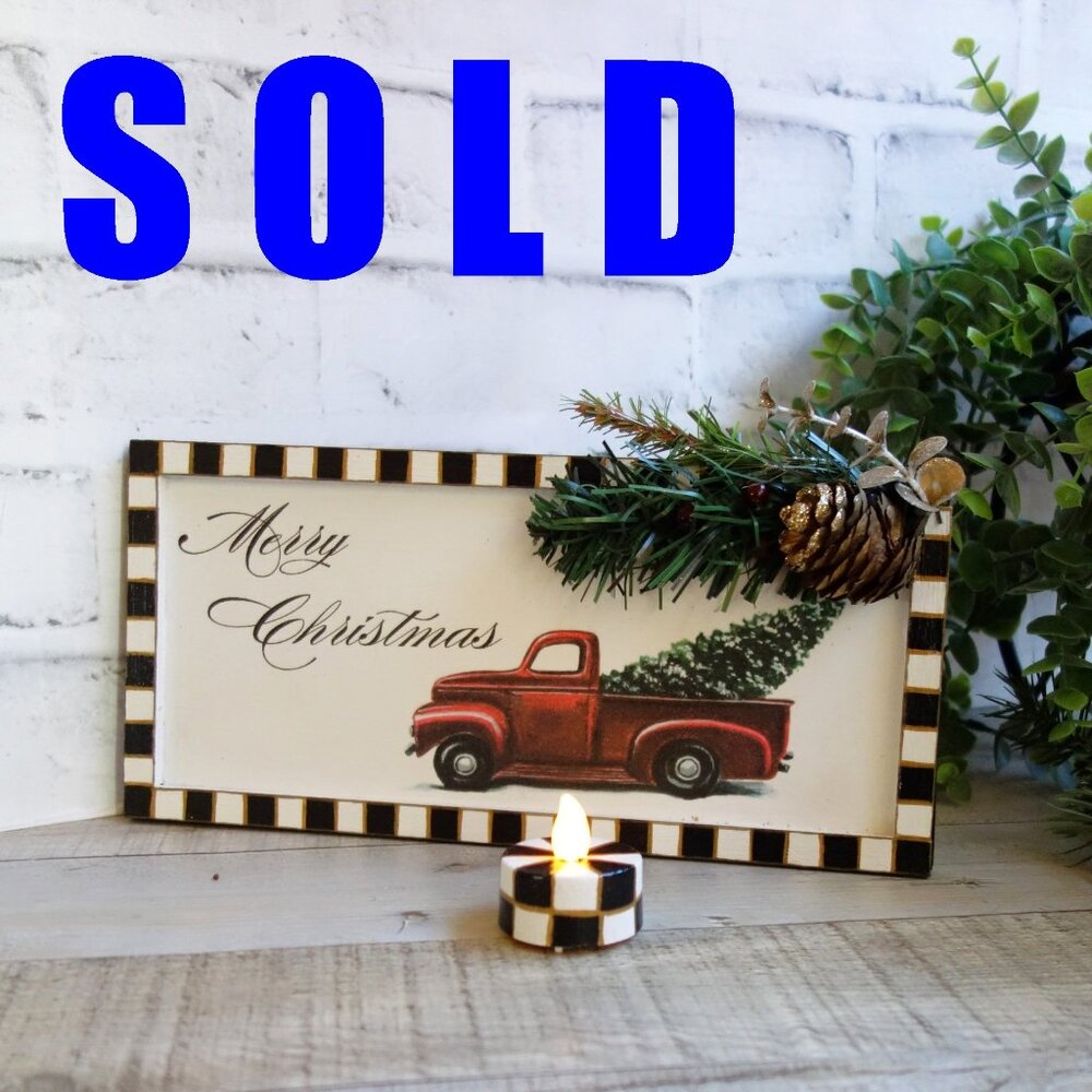 Checked Christmas Decor Sign & Candle Mackenzie Inspired Buffalo Check Ornament